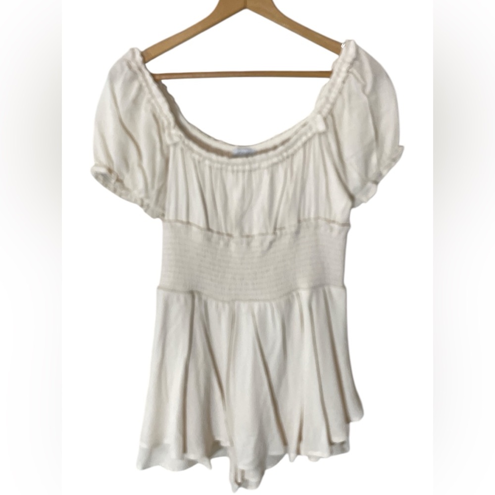 - C38- Elegant Cream Women's Short Romper